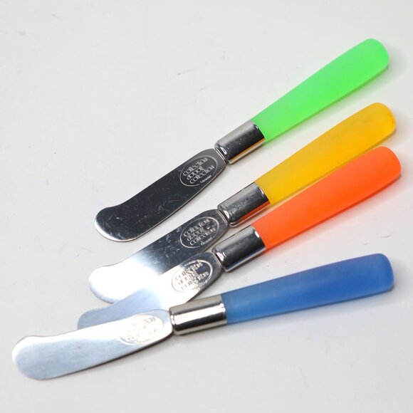 Vintage Abbott Collection 4x Lucite Handle Cheese/Butter Spreader Knives SS - Picture 6 of 7